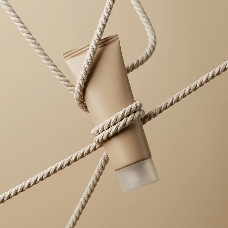 Natural skincare tube with ropes