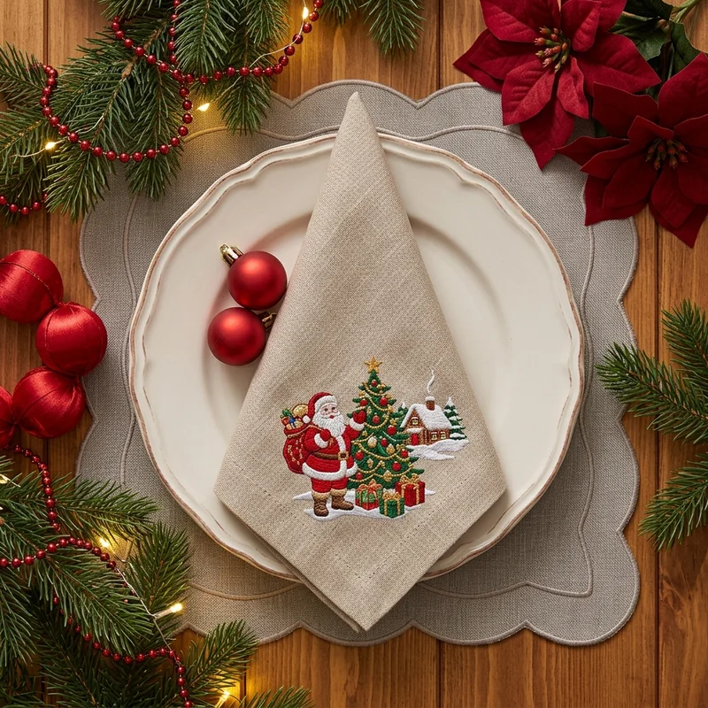 Festive Santa napkin place setting