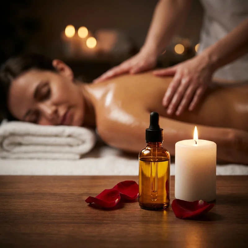 Luxurious spa massage oil setting