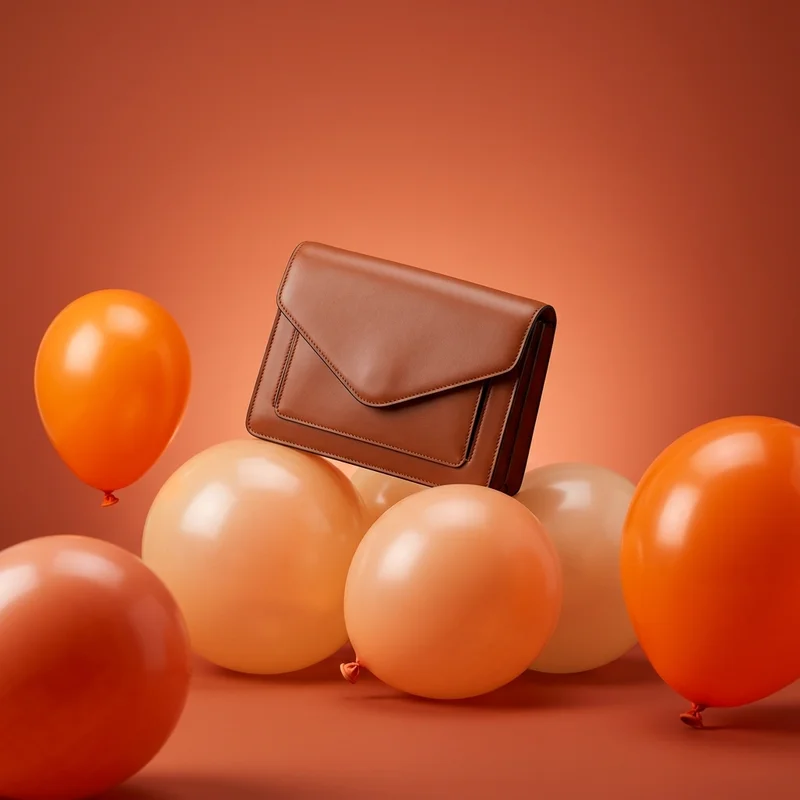 Festive clutch on orange balloons