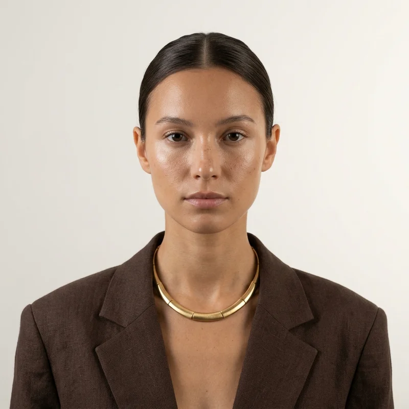 Elegant gold collar on model