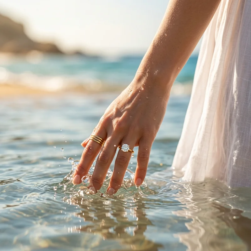 Natural beachside rings display