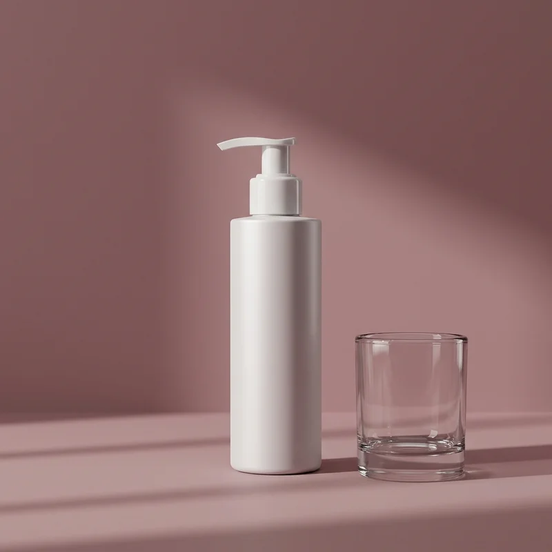 Minimalist skincare on pink