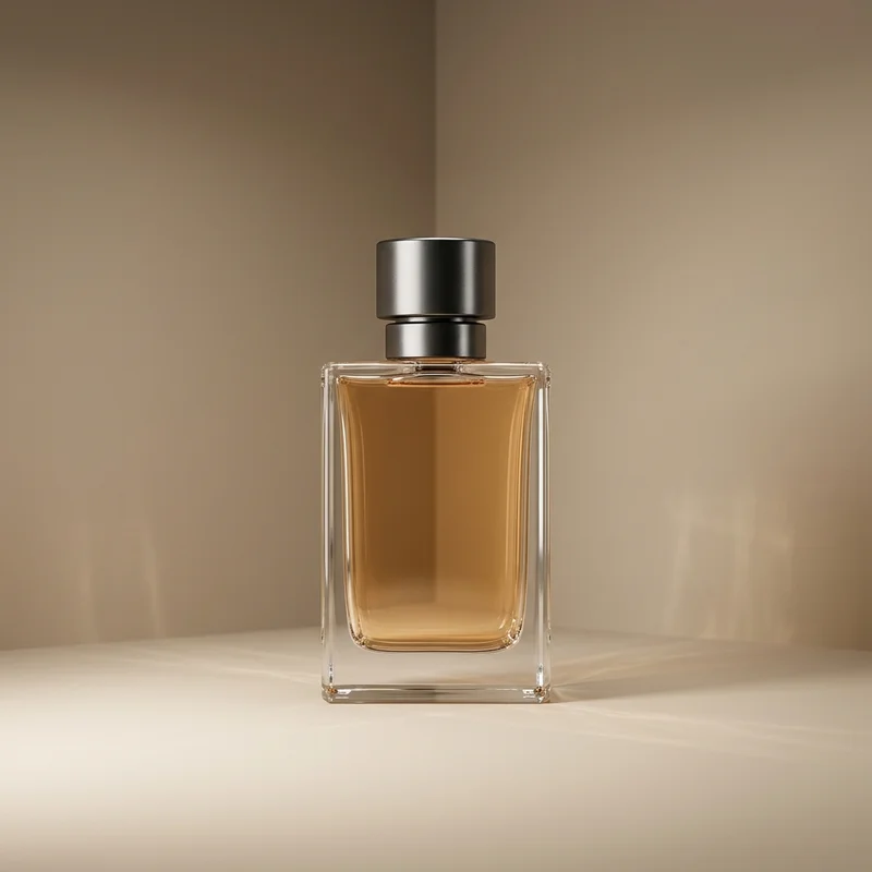 Minimalist perfume with dramatic shadows