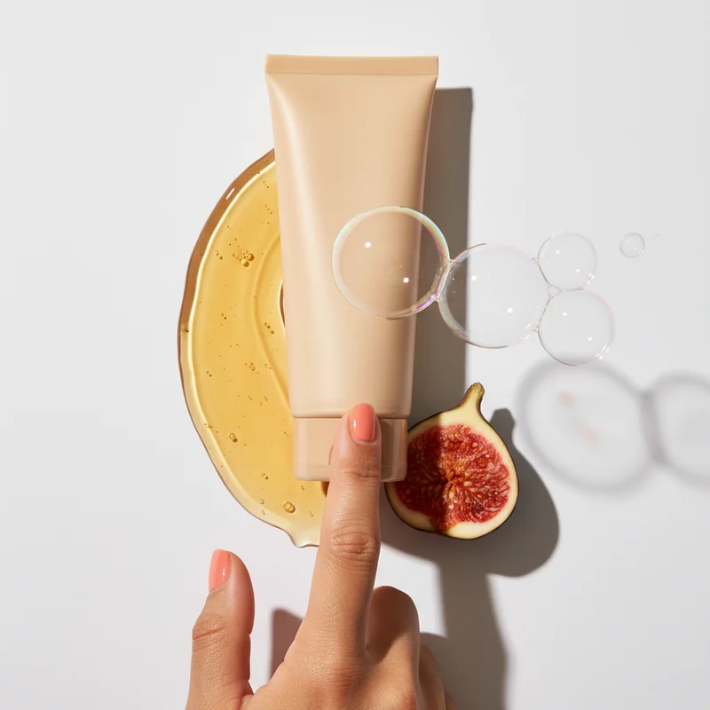 Fig and gel skincare flat lay
