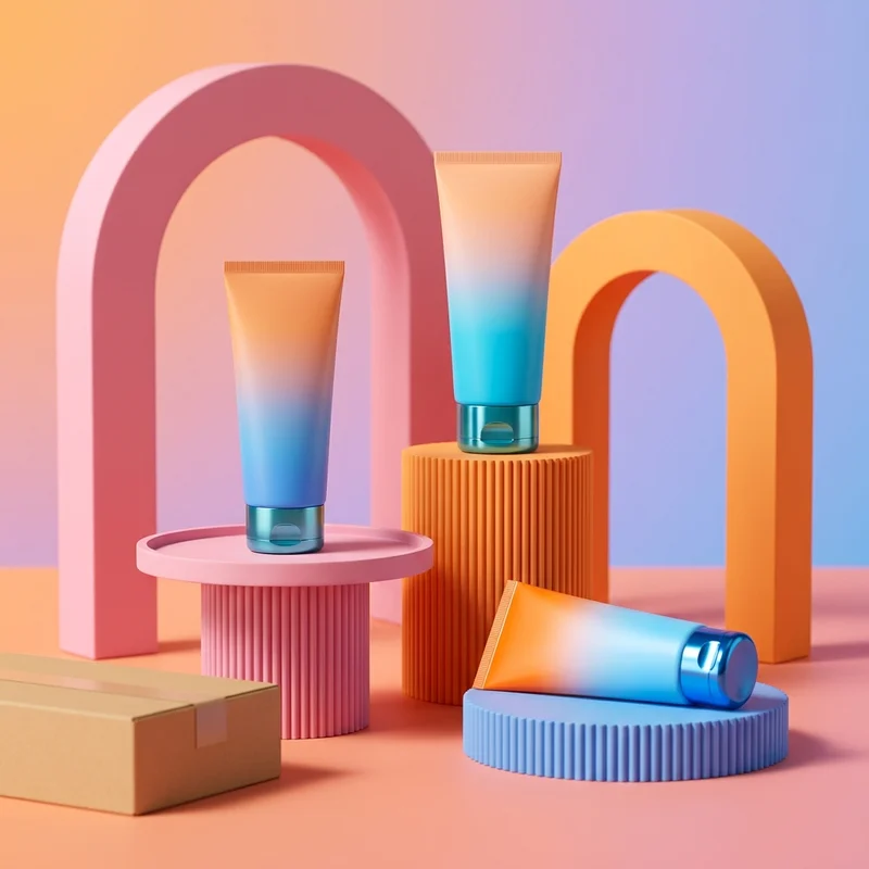 Vibrant gradient skincare display