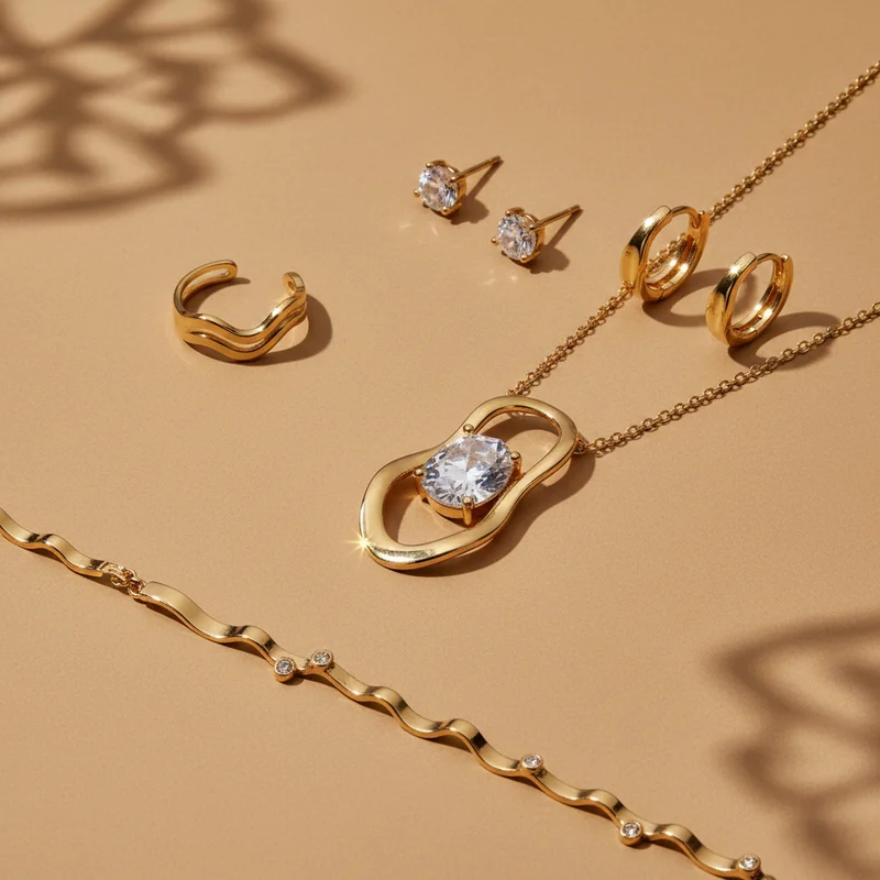 Elegant gold jewellery set