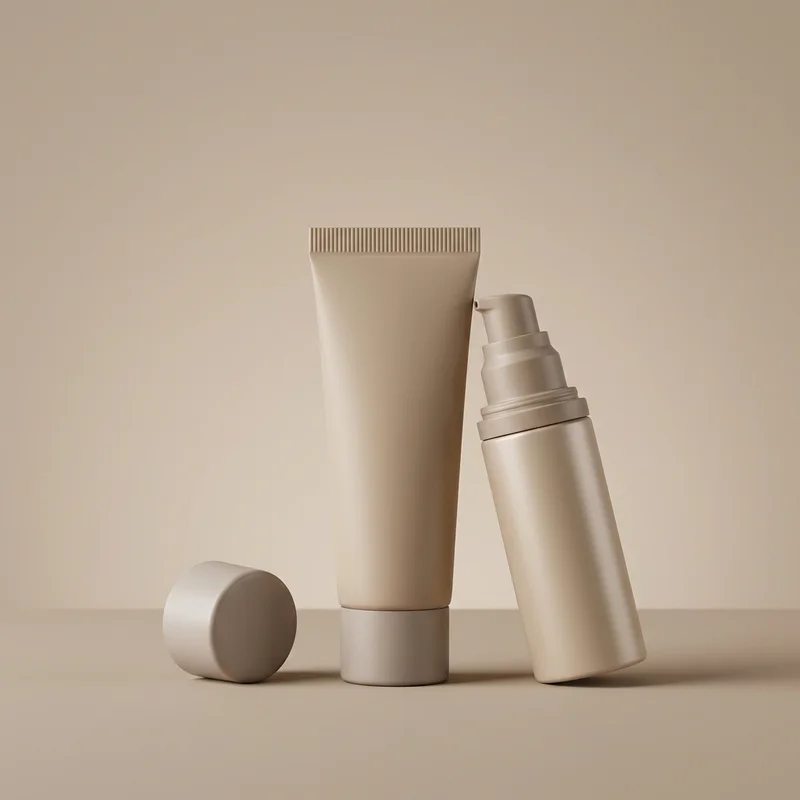 Minimalist beige cosmetic duo
