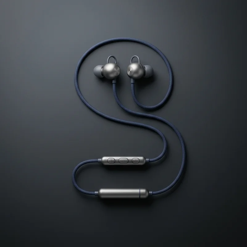 Sleek wireless earphones on black
