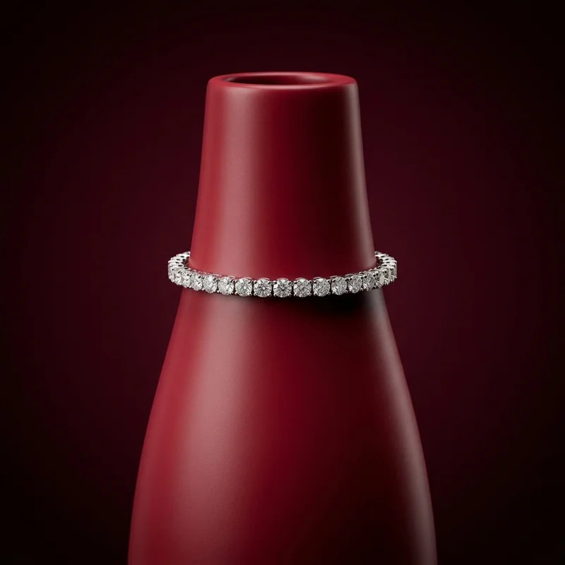 Diamond bracelet on red vase