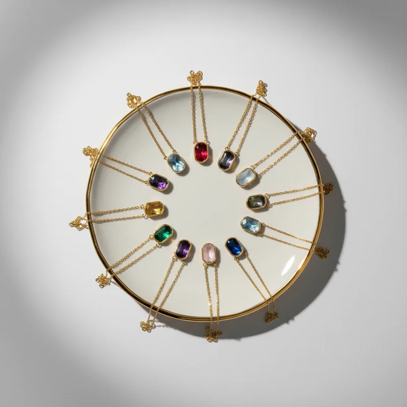 Colorful charm necklace display