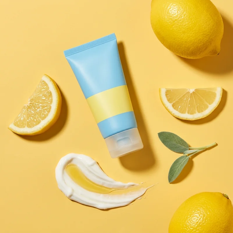 Fresh lemon skincare flat-lay