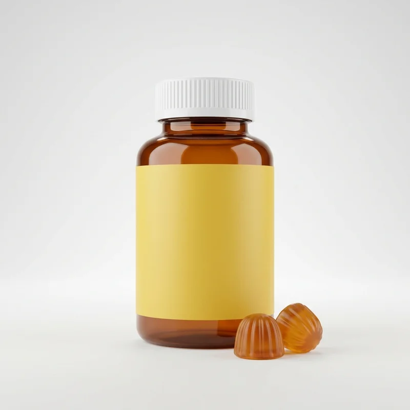 Amber gummy bottle mockup