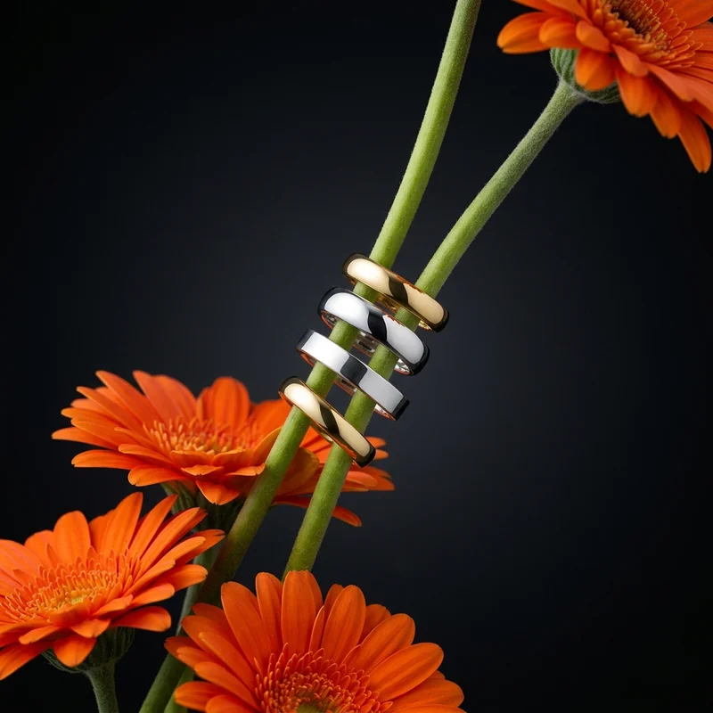 Artistic rings on flower stems
