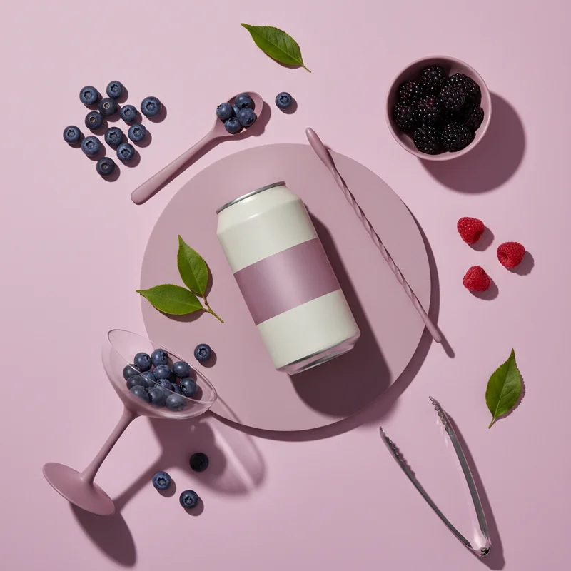 Pink berry beverage flat lay