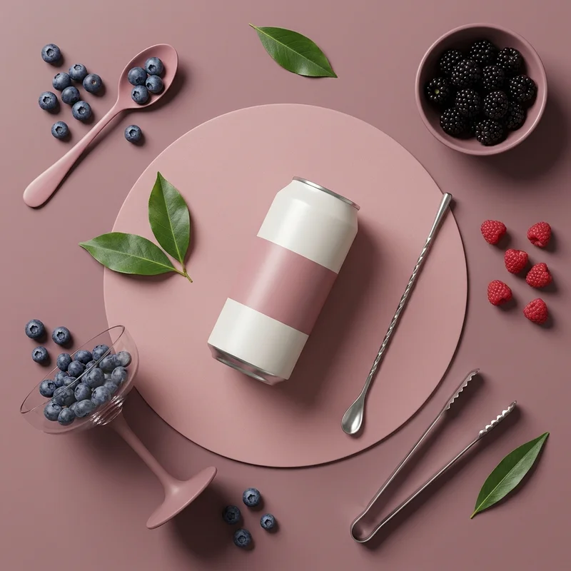 Berry beverage flat lay