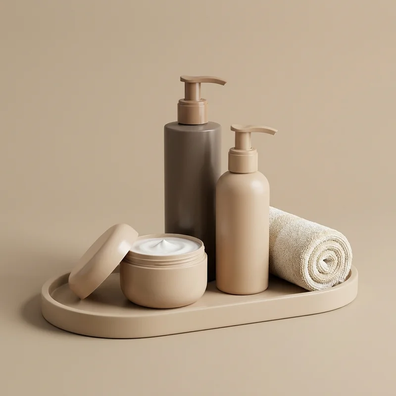Minimalist beige skincare set