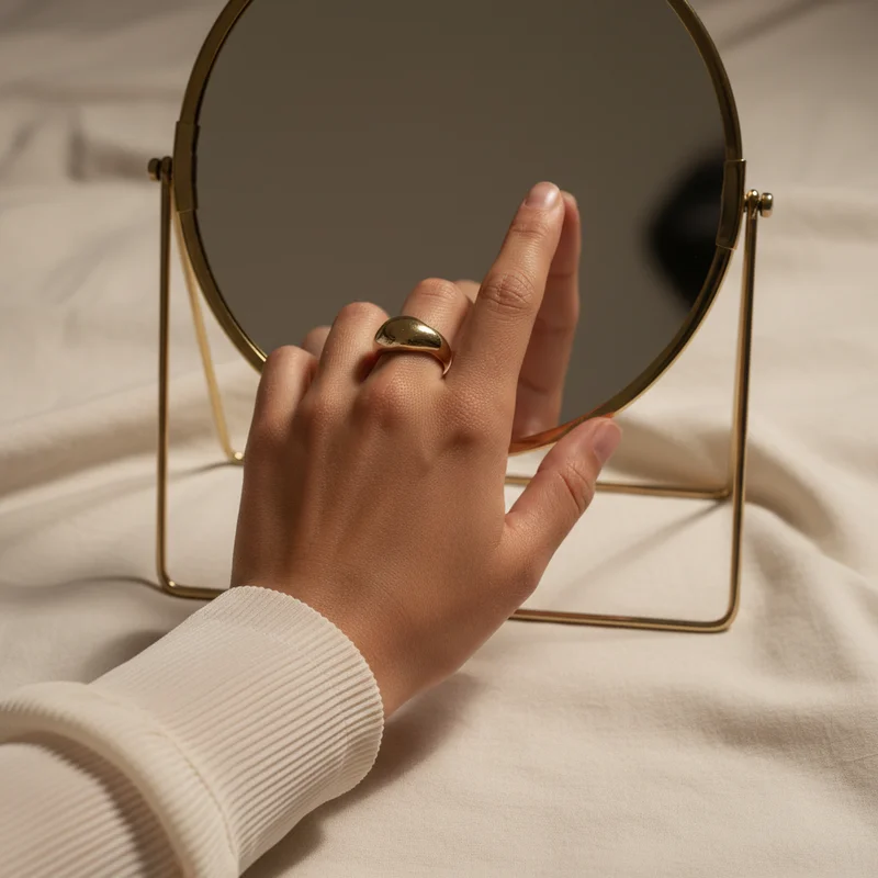 Reflection of elegant gold rings