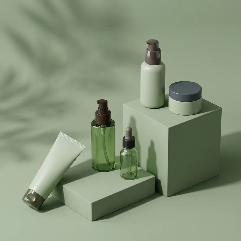 Sage green cosmetic collection