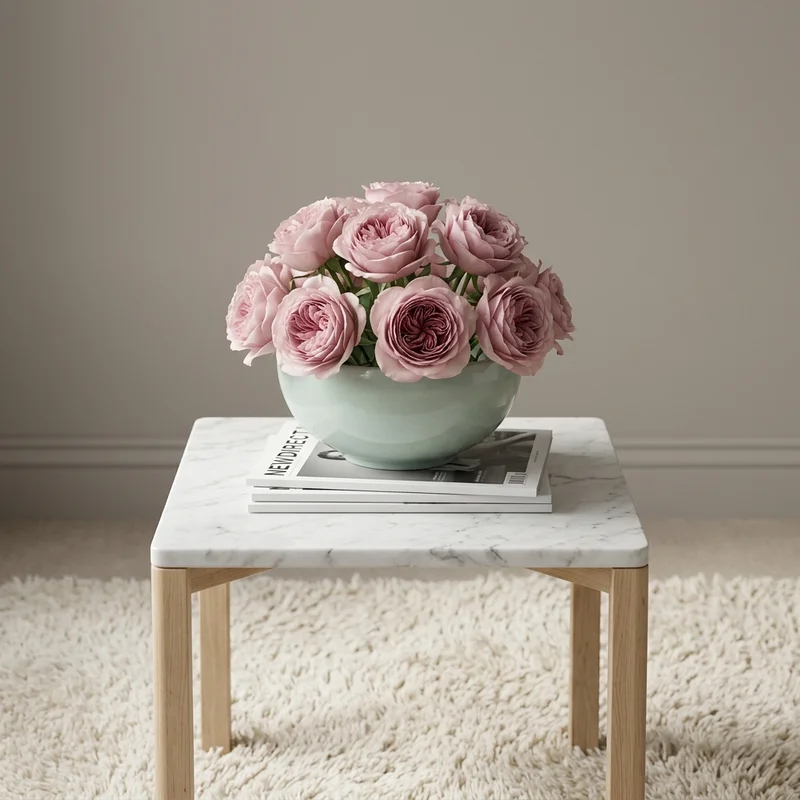 Elegant roses in a mint bowl