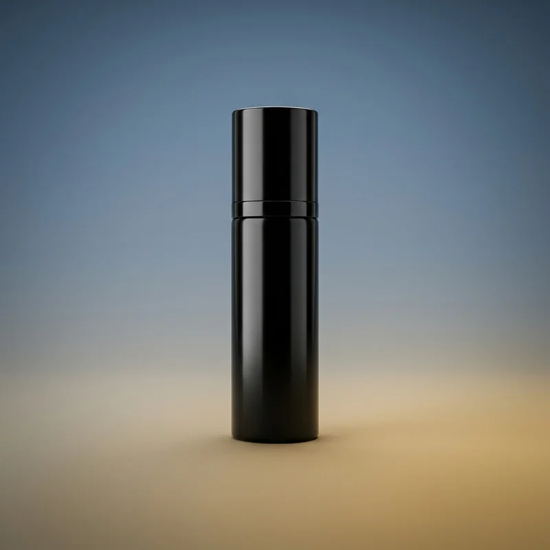 Sleek black bottle on gradient