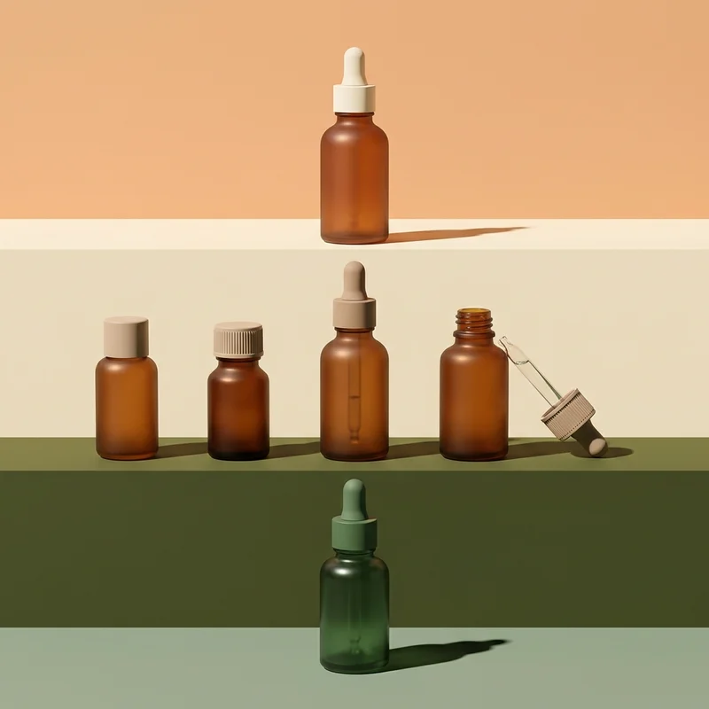 Skincare amber dropper bottles