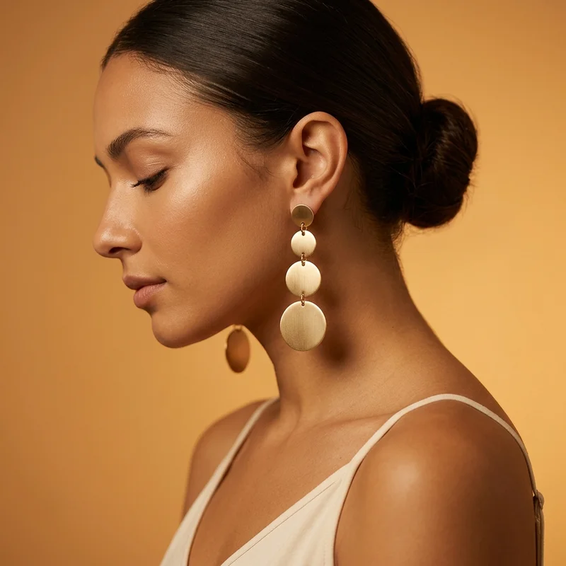 Luxury gold disc earrings