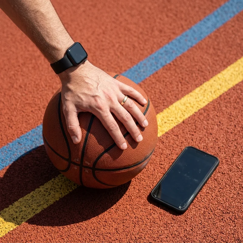 Sports gear on basketball court