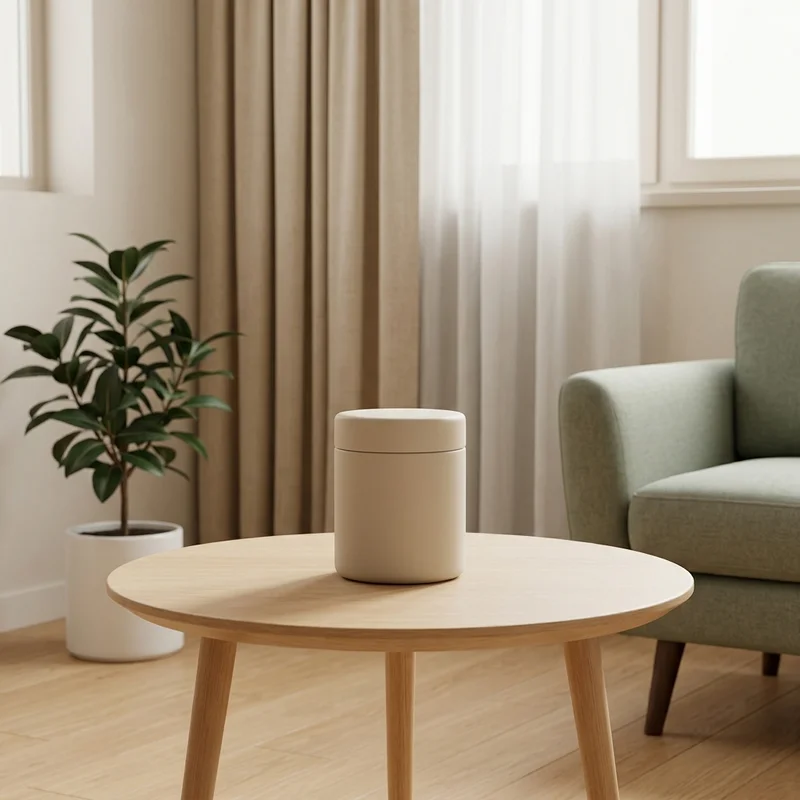 Minimalist jar on wooden table