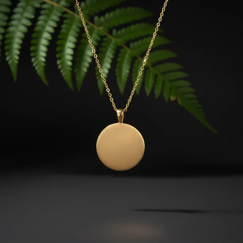 Gold pendant on dark background