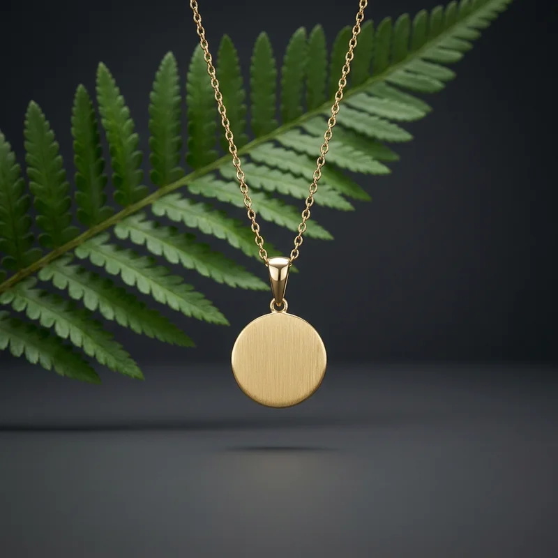 Elegant gold pendant with fern