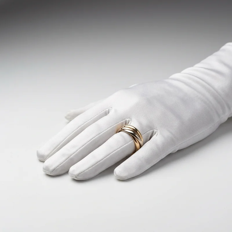 Elegant ring on satin glove