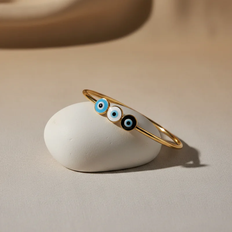 Evil eye bracelet on stone