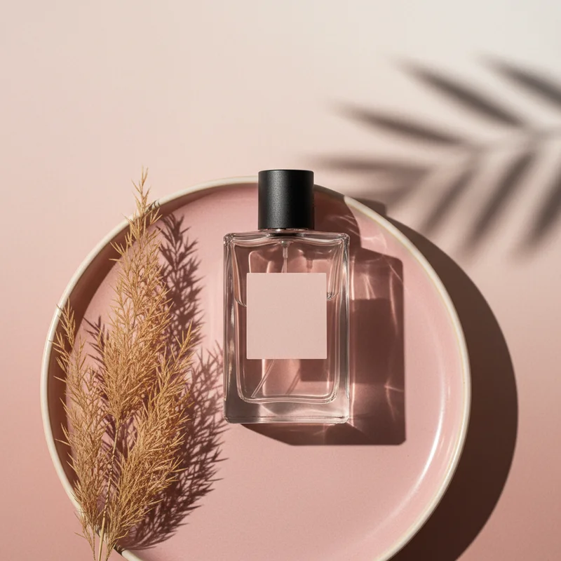 Minimalist pink fragrance spray