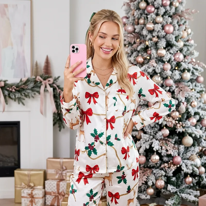 Cozy Christmas PJs selfie