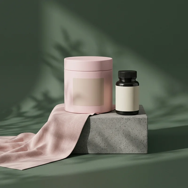 Natural skincare on concrete