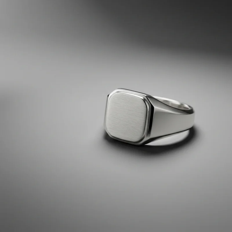 Minimalist silver signet ring