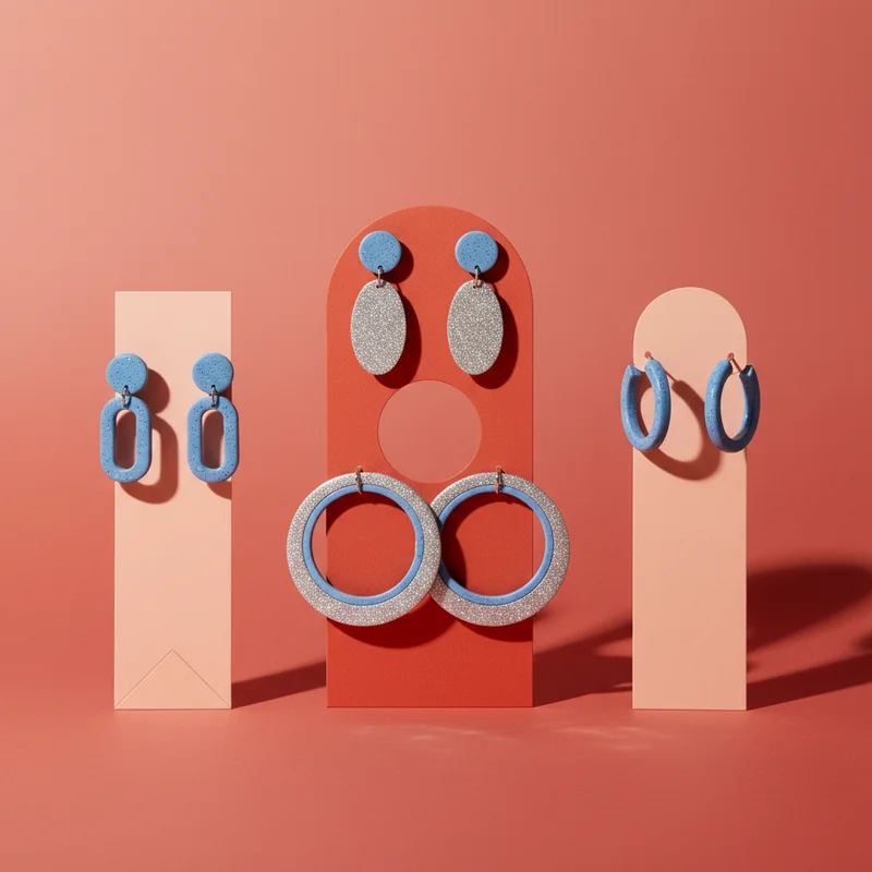 Modern geometric earring display