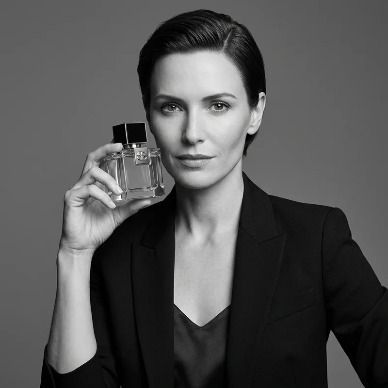 Chic model with beauty product