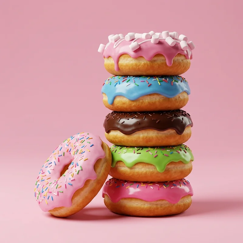 Colorful stacked donuts