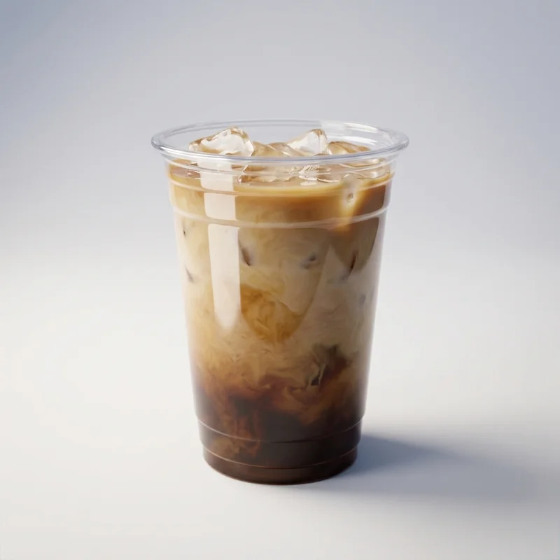 Layered iced coffee studio shot