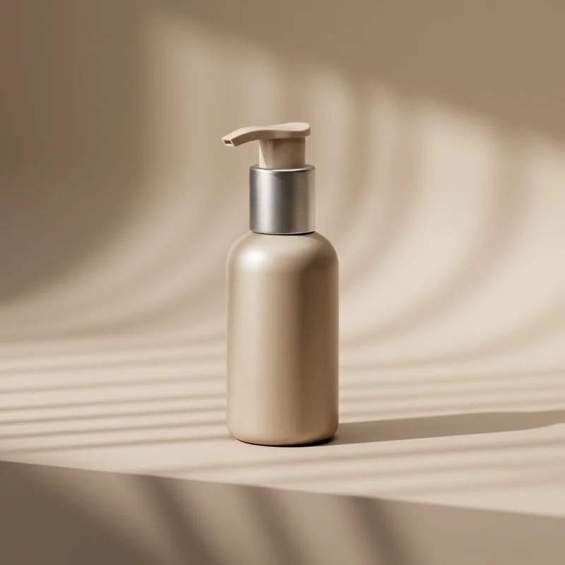 Elegant beige bottle with shadows