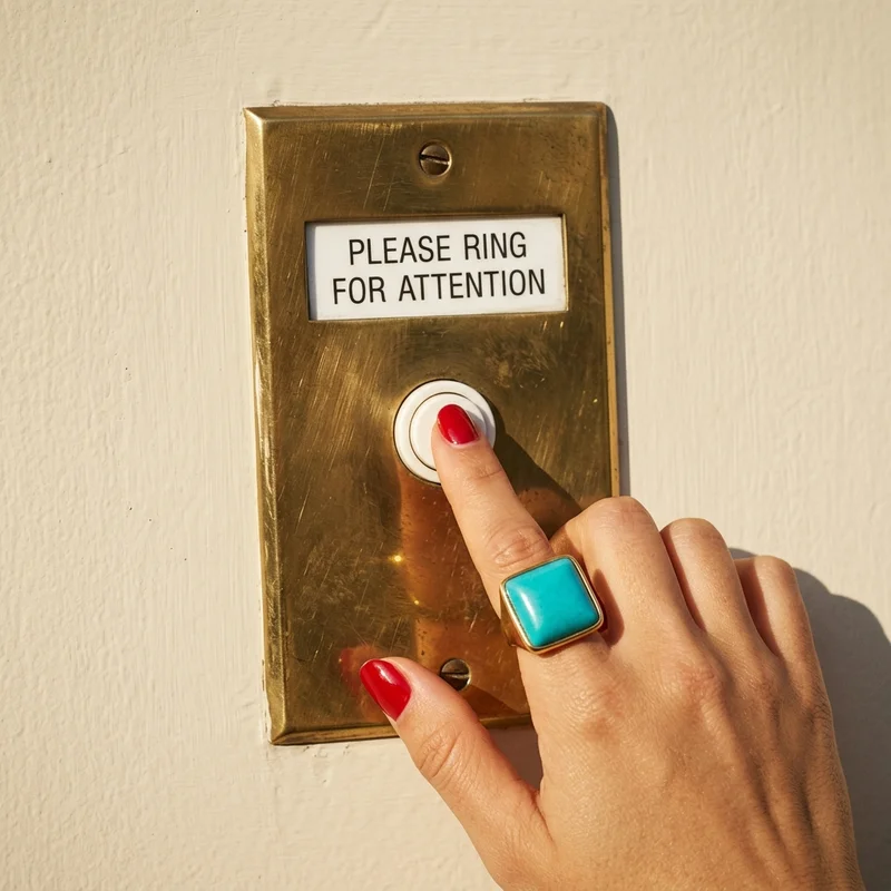 Vintage brass doorbell & turquoise ring