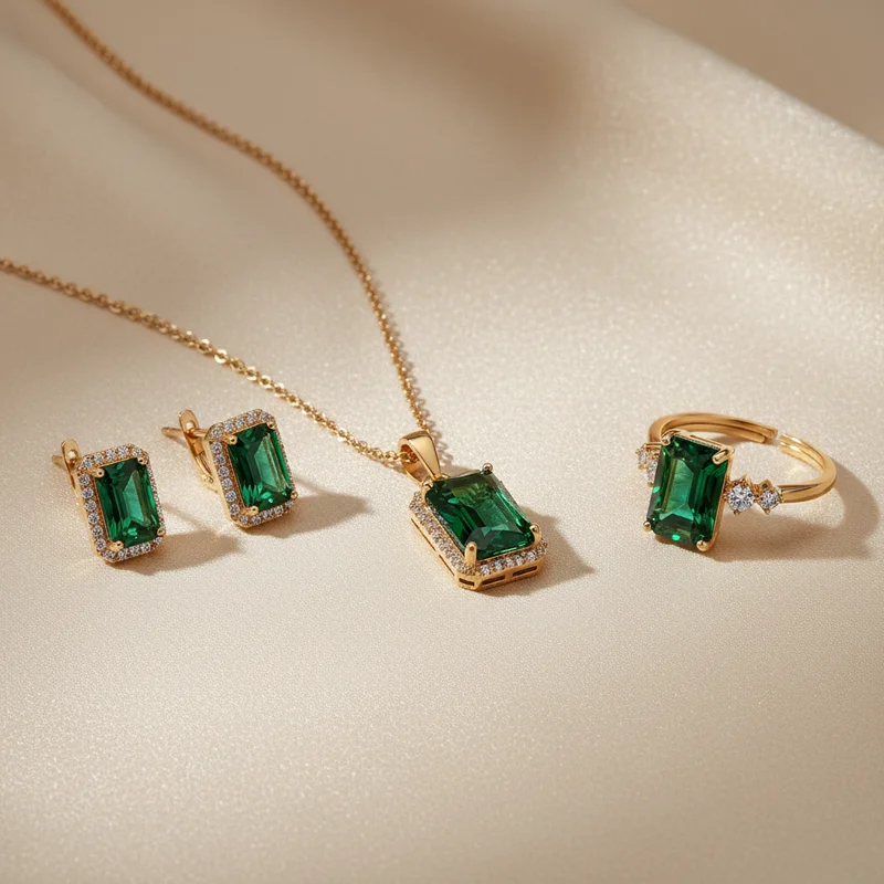 Emerald & Gold Jewelry Set