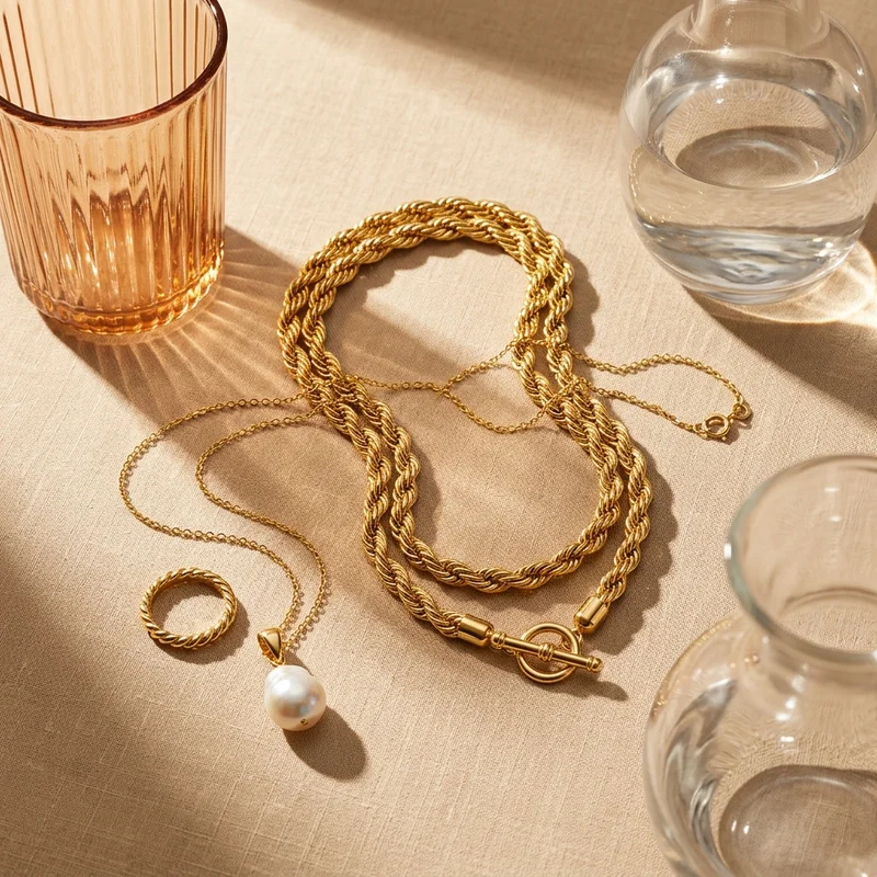 Subtle gold jewellery