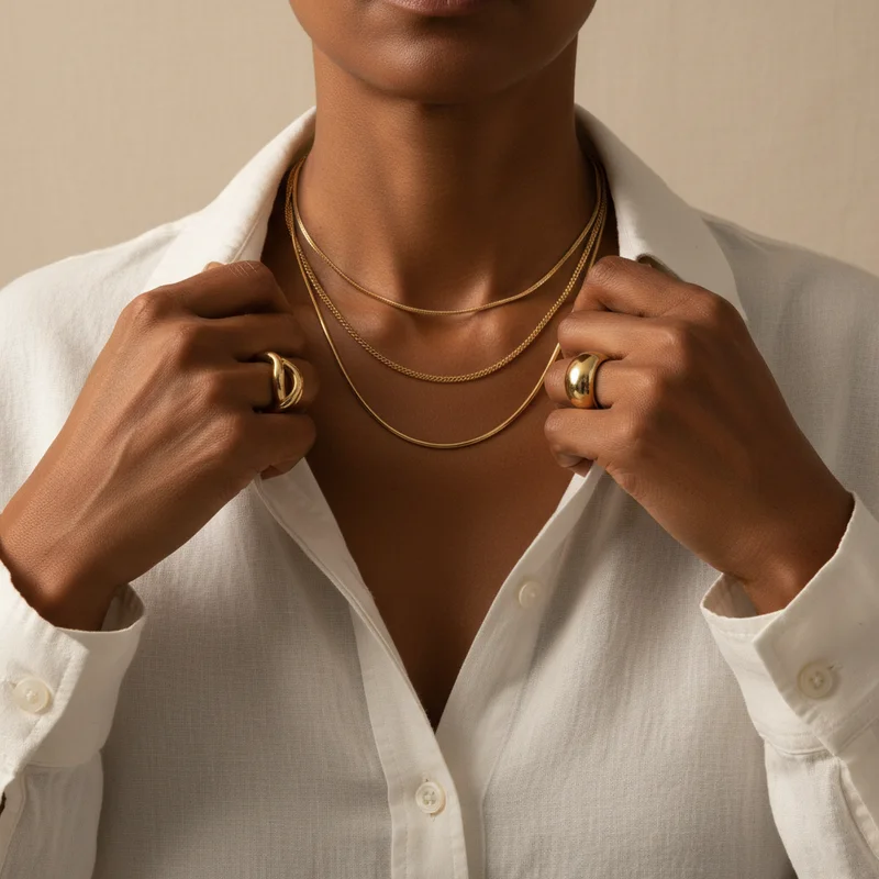 Elegant layered gold jewelry