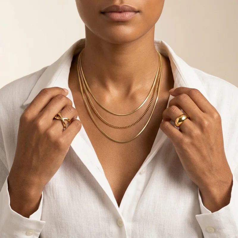 Elegant layered gold jewelry