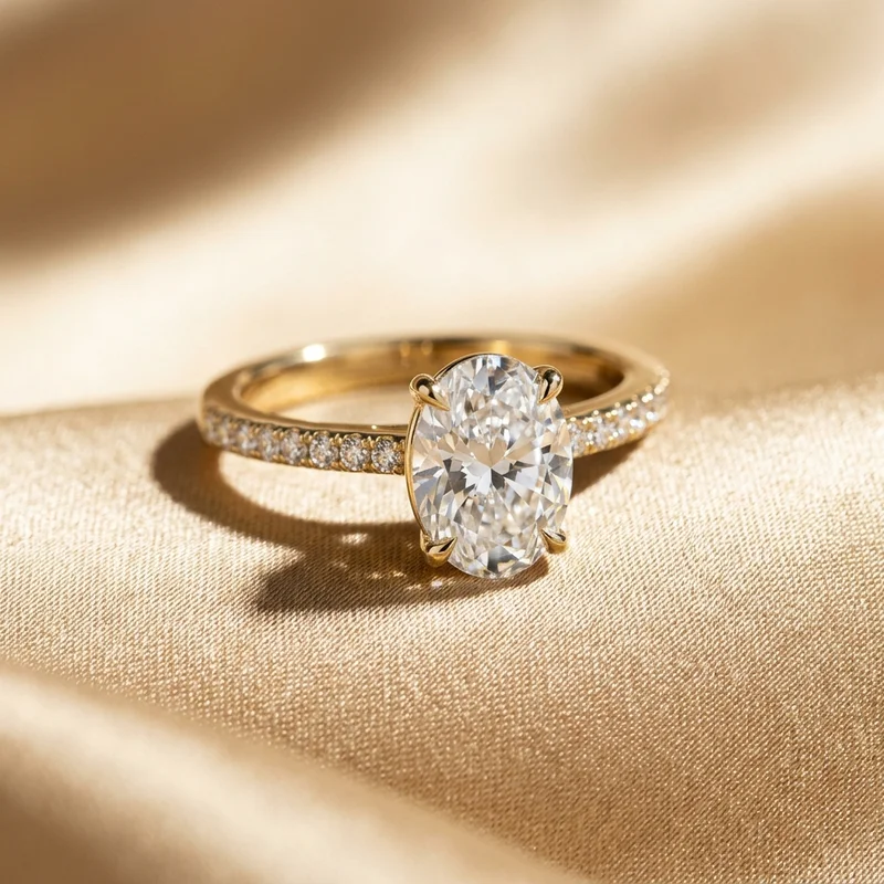 Luxury diamond ring on gold silk