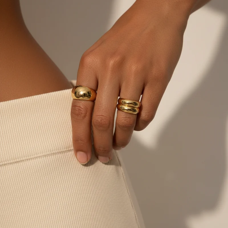 Hand Adorned with Gold Rings