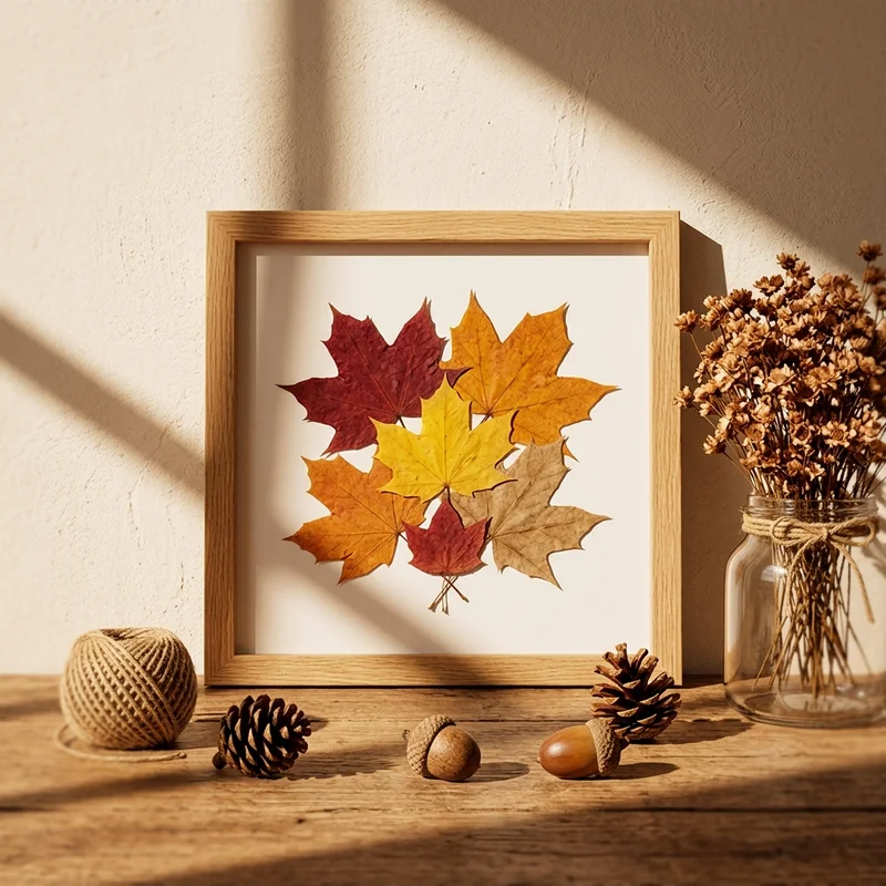 Cozy autumn framed art scene